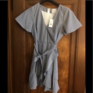 J.O.A Stripped wrap dress